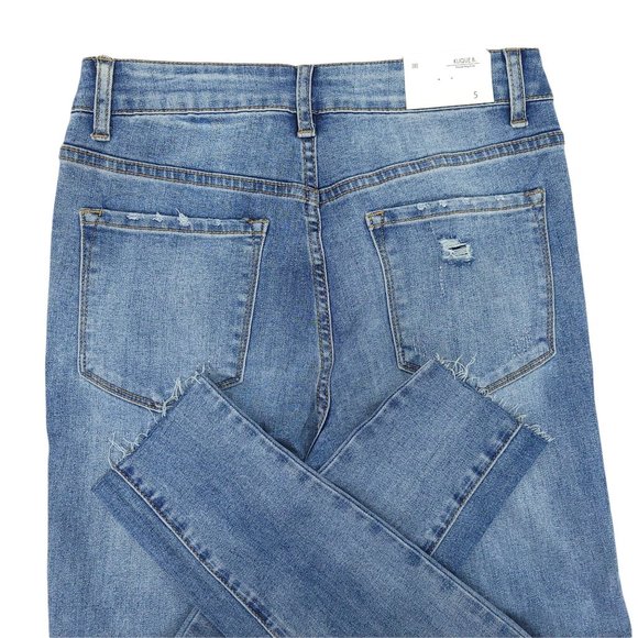 Klique B Skinny Ankle Jeans NEW Sz 5 Distressed Raw Hem Stretch Denim High Rise - Picture 4 of 10